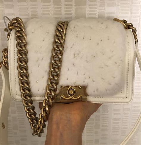 chanel boy bag white and gold